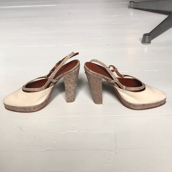 Rachel Comey canvas ostrich leather heels - Picture 3 of 7